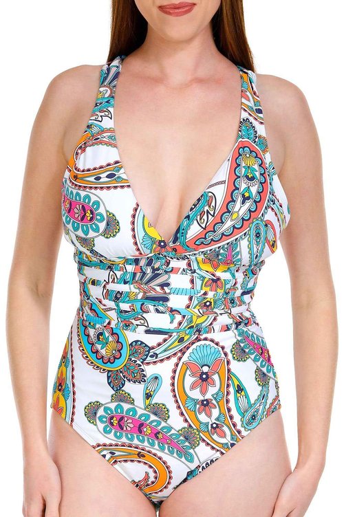 La Blanca Women's Multi Strap Cross Back One Piece Swimsuit, Multi//Pave The Way, 12