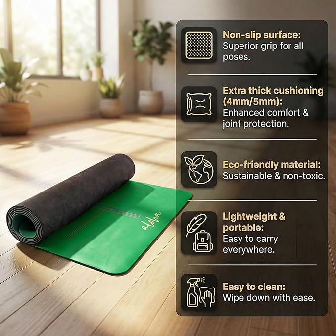 Aloha Bliss Premium Yoga Mat – 72” x 27 - Thick, Non-Slip & Durable | Sweat-Resistant, Lightweight & Portable | Perfect for Yoga, Pilates, Home Workouts, Gym & Studio Practice - Eco-Friendly