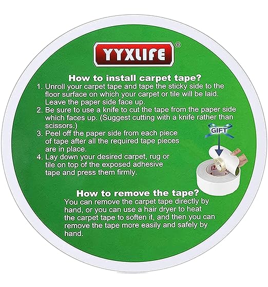 YYXLIFE Rug Tape Double Sided Carpet Tape Heavy Duty, 2 Inch x 30 Yards, Carpet Adhesive Removable Multi-Purpose Tape Cloth for Area Rugs, Outdoor Rugs, Carpets, Tape Carpet Adhesive, White