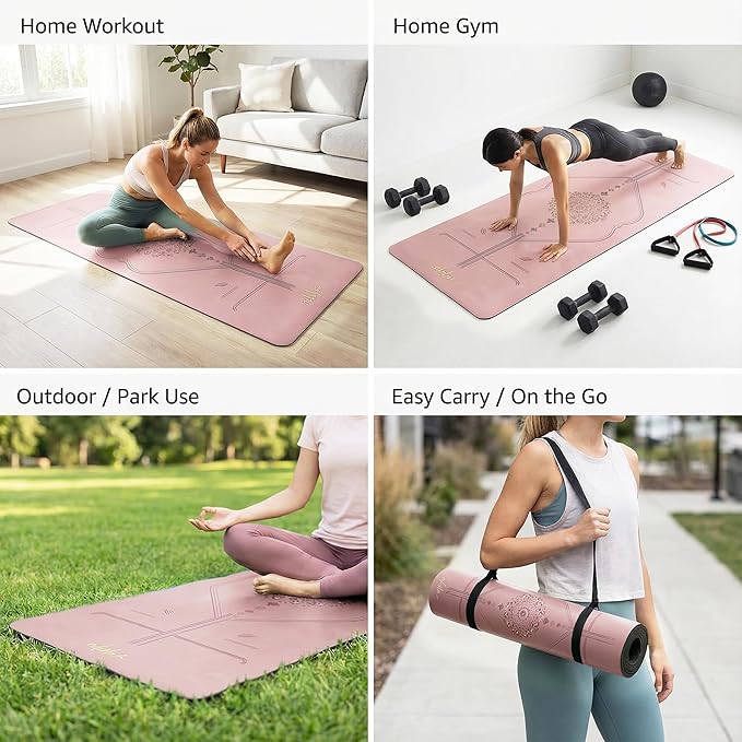 Aloha Bliss Premium Yoga Mat – 72” x 27 - Thick, Non-Slip & Durable | Sweat-Resistant, Lightweight & Portable | Perfect for Yoga, Pilates, Home Workouts, Gym & Studio Practice - Eco-Friendly