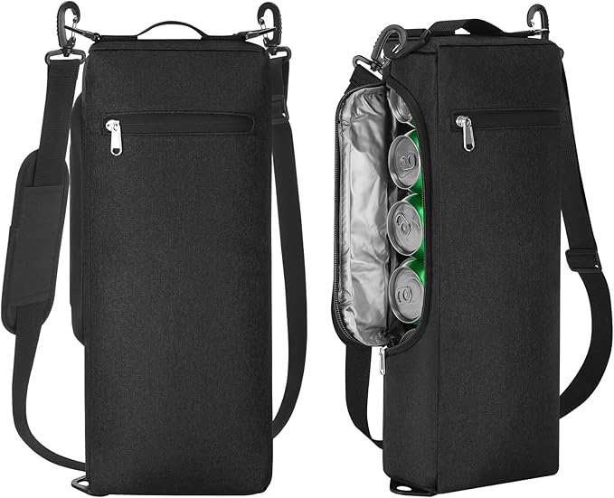 Golf Cooler Bag for Men Women, Small Soft Insulated Beer Cooler Holds 6 Pack of Cans or Two Wine Bottles, Portable Golf Ac...