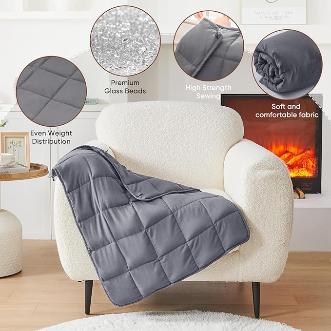Weighted Lap Blanket for Adults 7lbs, 24"x29" Cooling Heavy Throw Blanket, Portable Travel Weighted Blankets, Soft Small Blankets Gift for Sleeping, Grey