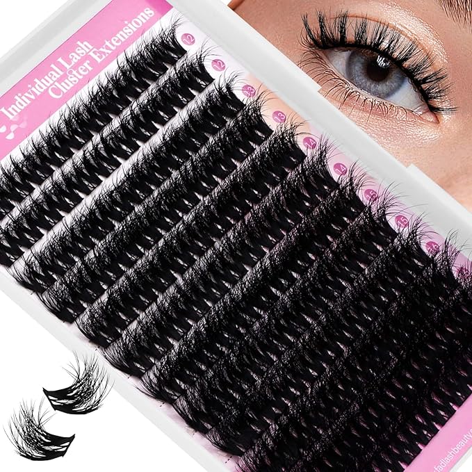 FADLASH Lash Clusters Eyelash Extensions 12-18mm Eyelash Clusters Individual Cluster Lashes D Curl DIY Lash Extension Clusters Volume (L01-Mix12-18)