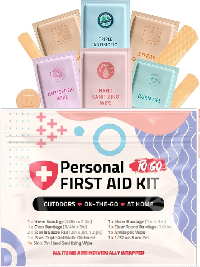 Portable Travel Size First Aid Kit - Perfect for Home, Office, Car, School, Business, Travel, Hiking, College, and Outdoor...