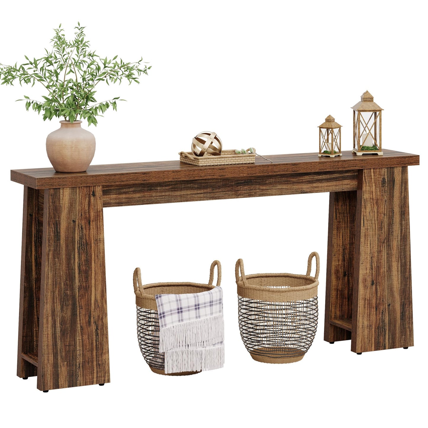 Tribesigns Entryway Console Table, 70.9-Inch Narrow Long Farmhouse Sofa Table Behind Couch, Skinny Entry Console for Living Room Hallway Entrance Foyer, Rustic Brown