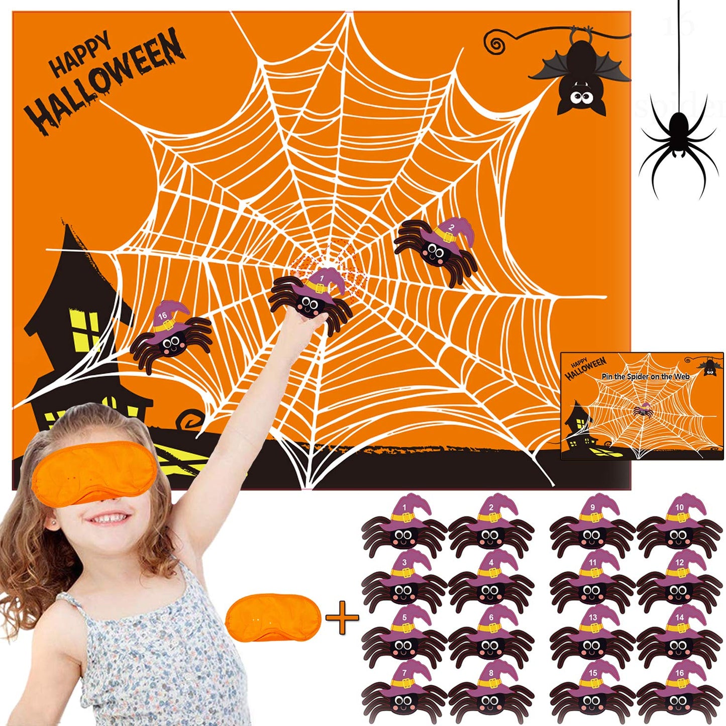 Funnlot Halloween Party Games for Kids Pin The Spider on The Web Halloween Party Games Activities Pin The Tail