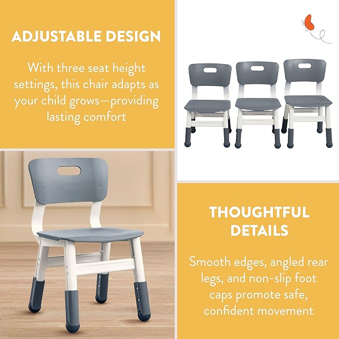 Back2School Express Adjustable Chairs, Kids Furniture, Grey, 2-Pack
