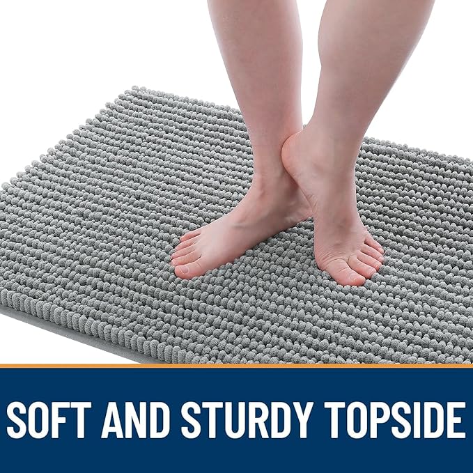 OLANLY Dog Door Mat for Muddy Paws 59x35, Ultra Absorbent Chenille Mud Doormat, Non-Slip Washable and Dirt Trapping Doormat for Indoor Entryway, Quick-Dry Indoor Pet Bed Mats for Dogs, Grey