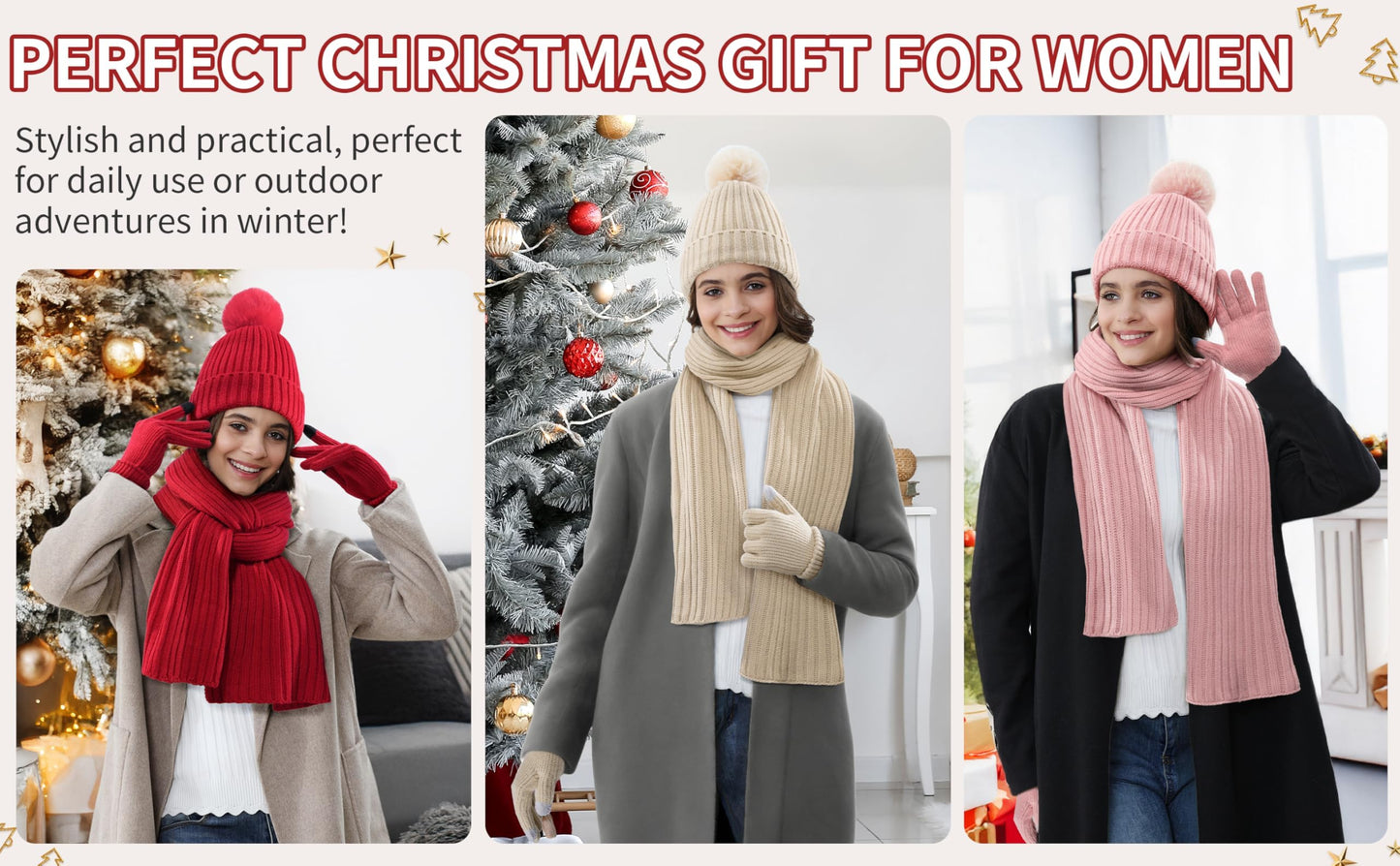 Birthday Gifts for Women, Relaxing Spa for Women Care Package Self Care Mothers Day Gifts for Mom Friend Her Sister Wife Teacher w/Winter Beanie Hat Scarf Gloves Set