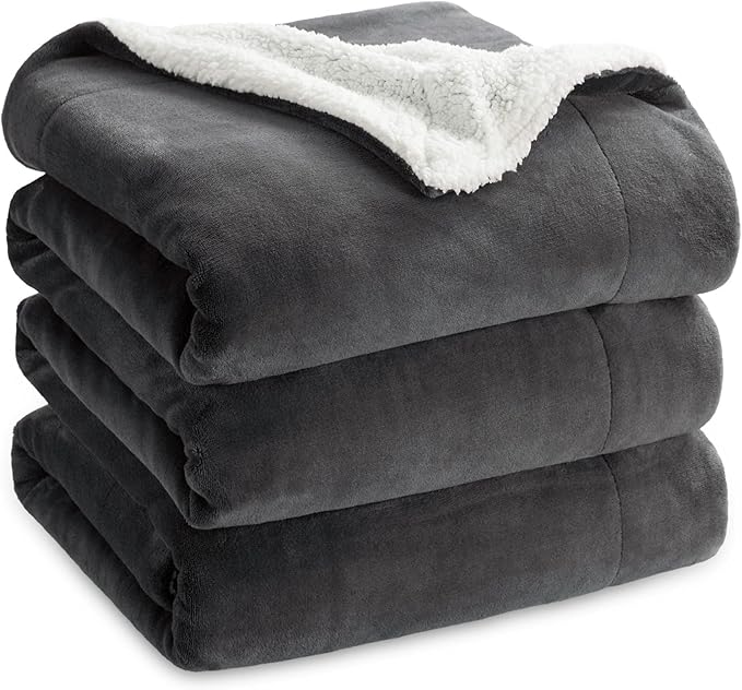 Bedsure GentleSoft Sherpa Fleece Blankets King Size for Bed - Thick and Warm Throw for Women and Men, Soft Fuzzy Plush King Blanket for Winter, Non-Heated, Charcoal, 108x90 Inches