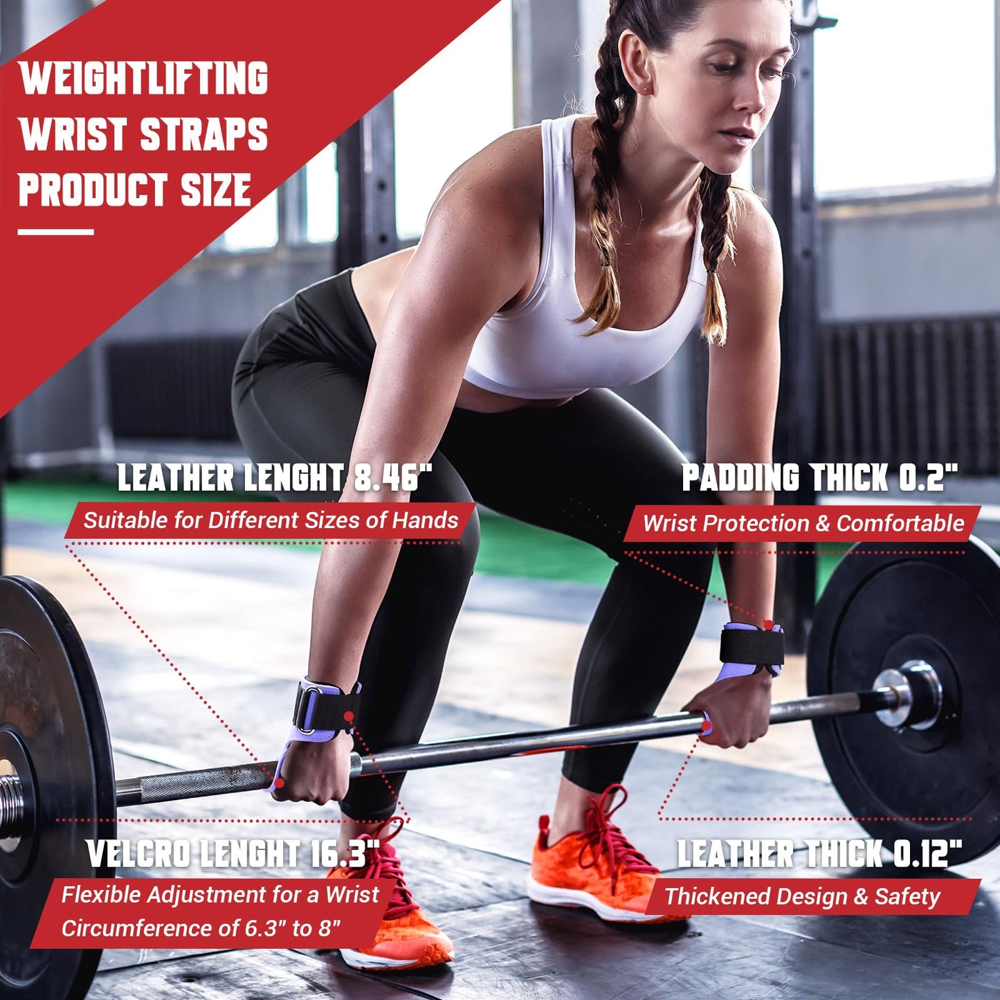 COFOF Weight Lifting Wrist Strap,Double Layer Leather Weightlifting Wrist Strap for Deadlift and Powerlifting, Adjustable Neoprene Padded Gym Workout Lifting Wrist Hooks for Men/Women(Pair)