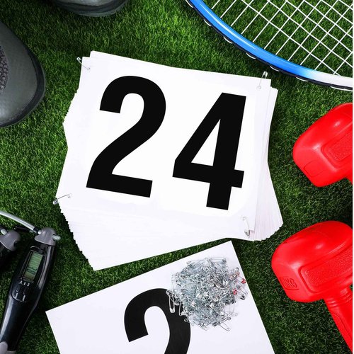 Hanaive 500 Pieces Running Bib Numbers with Safety Pins for Marathon Sports Competition Events Tearproof Waterproof, 6 x 7.5 Inch (1-500 Number)