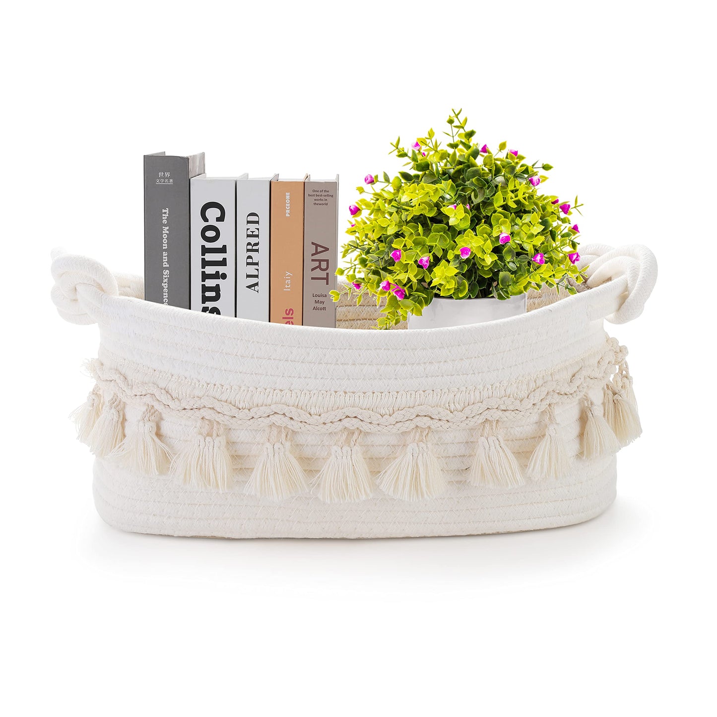 Followarm Small Basket for Gifts Empty, Woven Storage Cute Toilet Paper Storage Decorative Gift Basket Empty to Fill Baby Shower Nursery