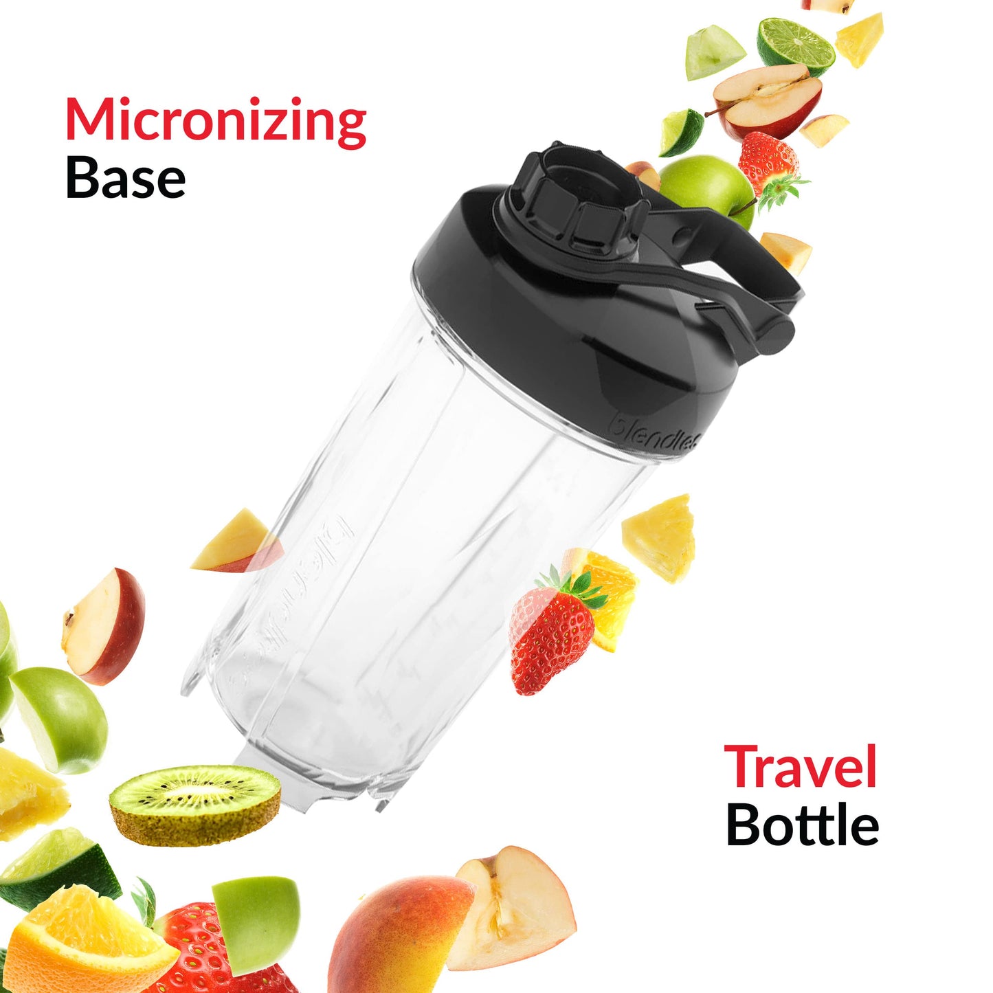 Blendtec GO (30 oz) Bottle, Reusable Single Serve Blender Cup, Includes Travel Lid, BPA-Free Jar, Clear