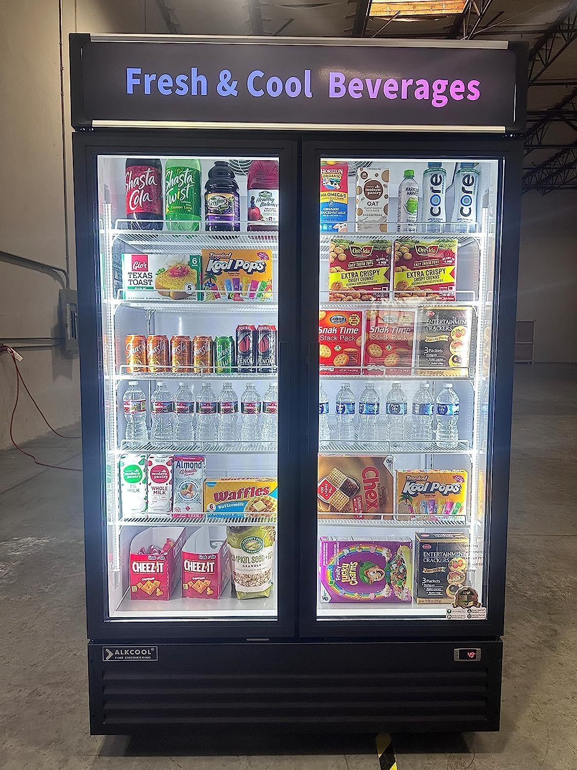 NAFCOOL Commercial Flower Beverage Refrigerator Floral Display Fridge,Two Glass Door Drink Cooler with LED Light Adjustable Shelves,ETL Sanitation,43 Cu Ft,47" Wide,Wheels Not Included