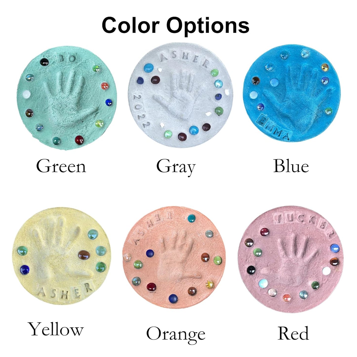 DIY Stepping Stone Kit with Color Pigment, Handprint Stepping Stone, Mother's Day Gift, Footprint Stepping Stone (8 Inch, Yellow)