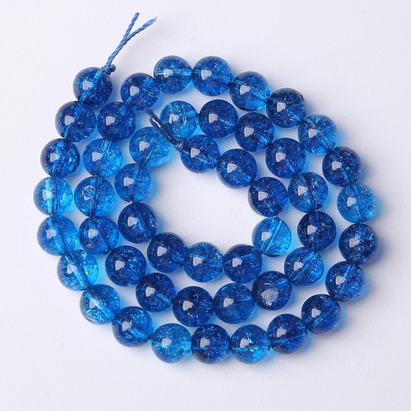 36pcs 10mm Natural Blue Crystal Crackle Quartz Stone Round Loose Beads for Jewelry Making DIY Bracelets Necklaces Energy Healing Stone Beads 15" (10mm, Blue Crackle Quartz)