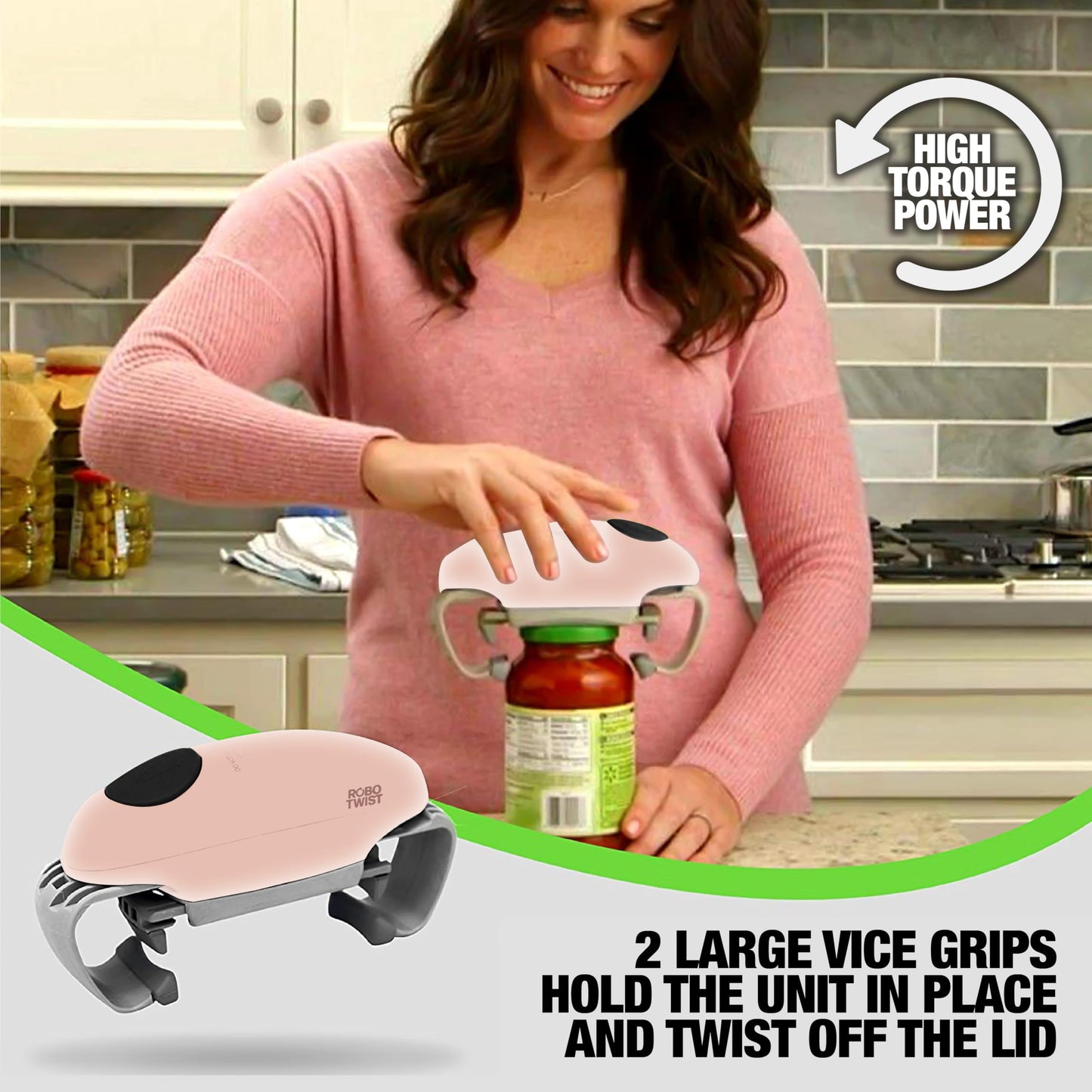 Robotwist Electric Jar Opener for Seniors, Deluxe Model with Improved Torque, 1 Touch Automatic Easy Jar Opener for Weak Hand and Arthritis – Works on All Jar Sizes