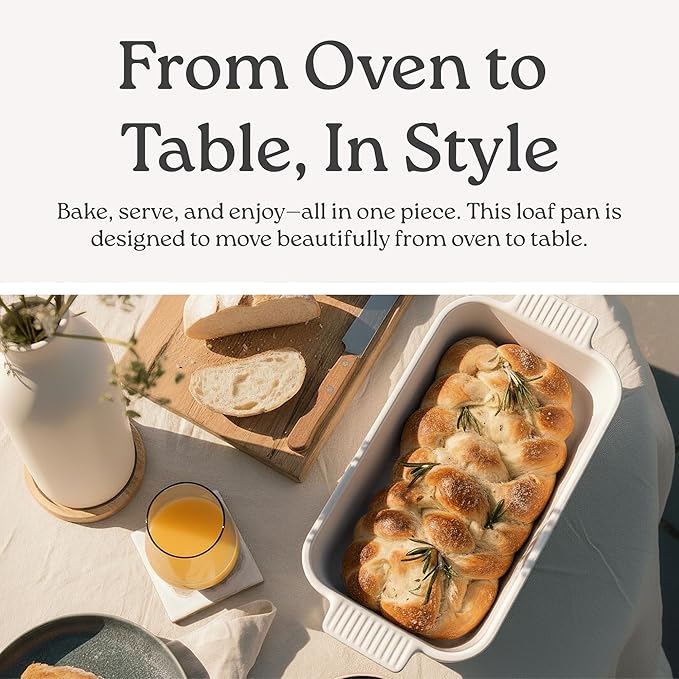 Signature Stoneware Loaf Pan | Non-Stick for Perfect Baking and Bread Making | 1lb Loaf Pan [Ocean Blue]