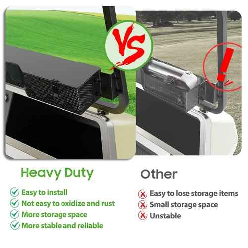 10L0L Golf Cart Front Inner Storage Utility Basket – Dash Storage Tray for Club Car DS & Precedent (2000-Up), Durable Steel with Anti-Rust Coating, Easy Installation