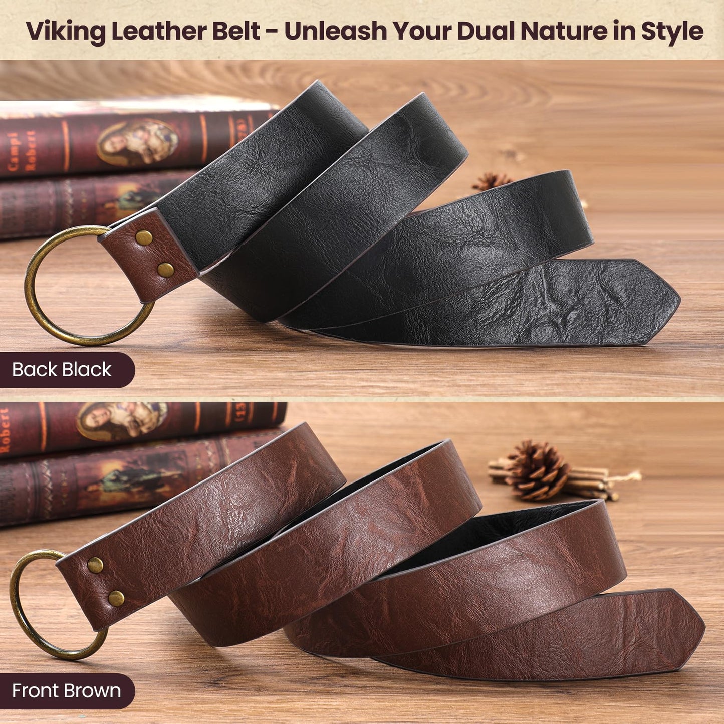 Berenlu 3 PCS Renaissance Accessories, Viking Renaissance Belt Medieval Vintage Belt Pouch and Leather Bracers, Enhance Your Halloween Renaissance Cosplay with Medieval Accessories (Black)