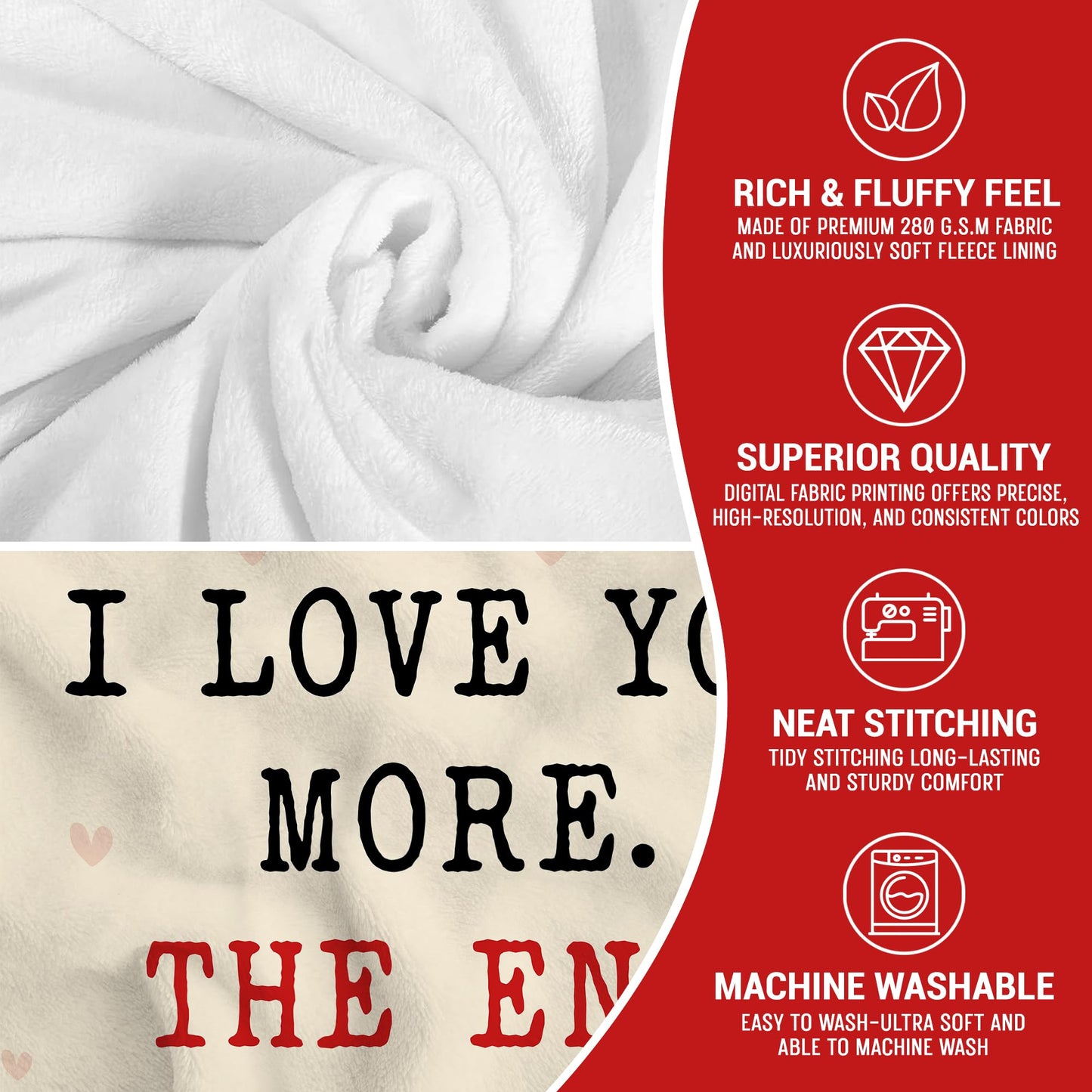 WRAPIX Anniversary Wedding Gifts for Women - I Love You More Soft Fleece Throw Blanket 60x80 in - Birthday Gifts for Girlfriend Boyfriend Him Her, Wife Husband Gift Ideas, Couple Blanket