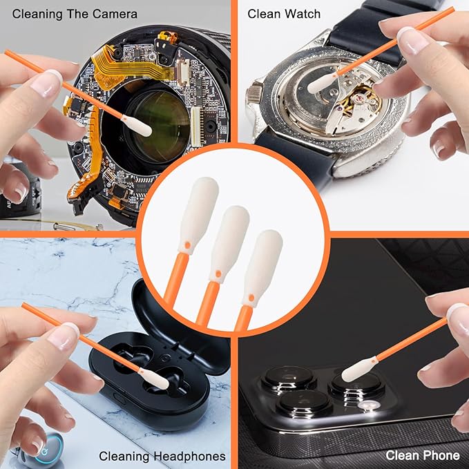 Wellgler's 3.65'' Foam Cleaning Swabs,Multi-Purpose Detailing Foam Tip Swabs, for Electronics,Gun,Car Vent,Printer,Sewing Machine. KM722 (Orange 200PCS)