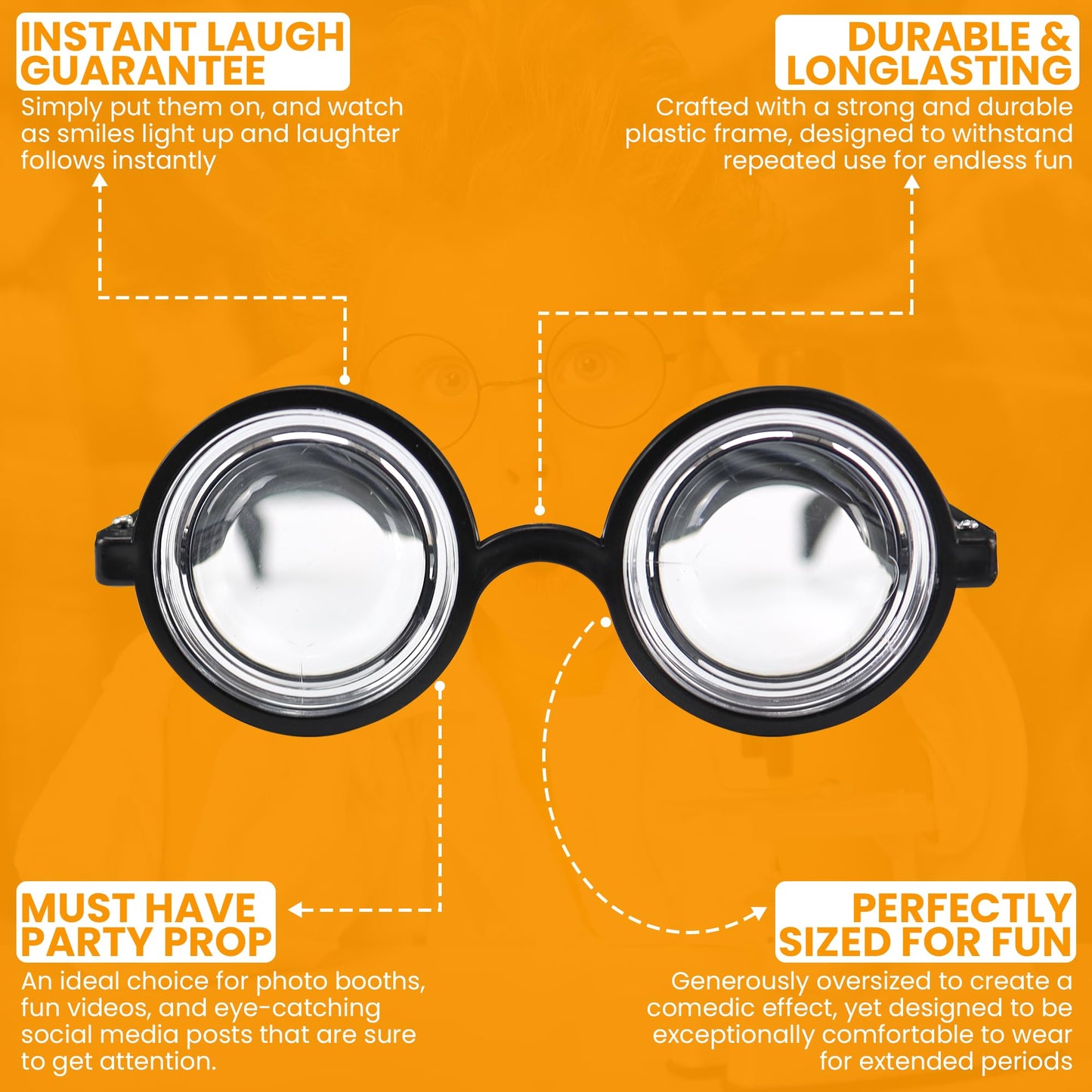 Iconikal Thick Lens Nerd Costume Glasses Small Black 5.5x2.1-Inch Plastic Frames Wizard Scientist Dress-Up Halloween Cosplay Party Accessory