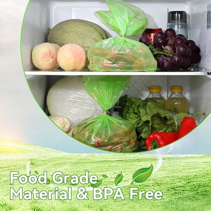 Reusable Produce Bag,Vegetable and Fruit Storage Bags 40PK, Green Color Fresh Bags Keep Vegetable and Fruit Stay Fresh Longer,Sterilization Bag,Salad Fresh Bag