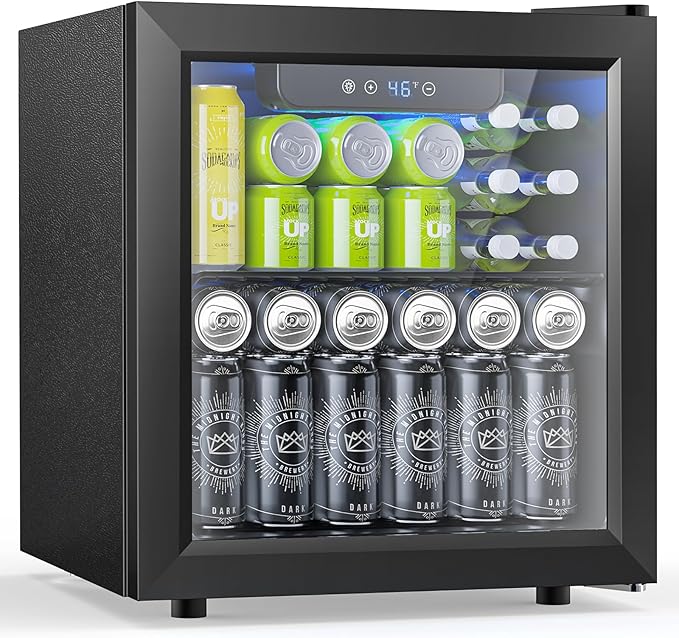 Electactic 50 Cans Beverage Refrigerator Cooler, 1.3 Cu.ft Mini Fridge Countertop Drink Cooler with Glass Door for Beer, S...