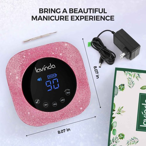 UV Nail Lamp 54W, Cordless Gel UV Led Nail Lamp for Gel Nail Polish, Rechargeable UV Nail Light Nail Dryer with 4 Timer and LCD Display, Professional Fast Curing Lamp Nail Art Tools with Rhinestone