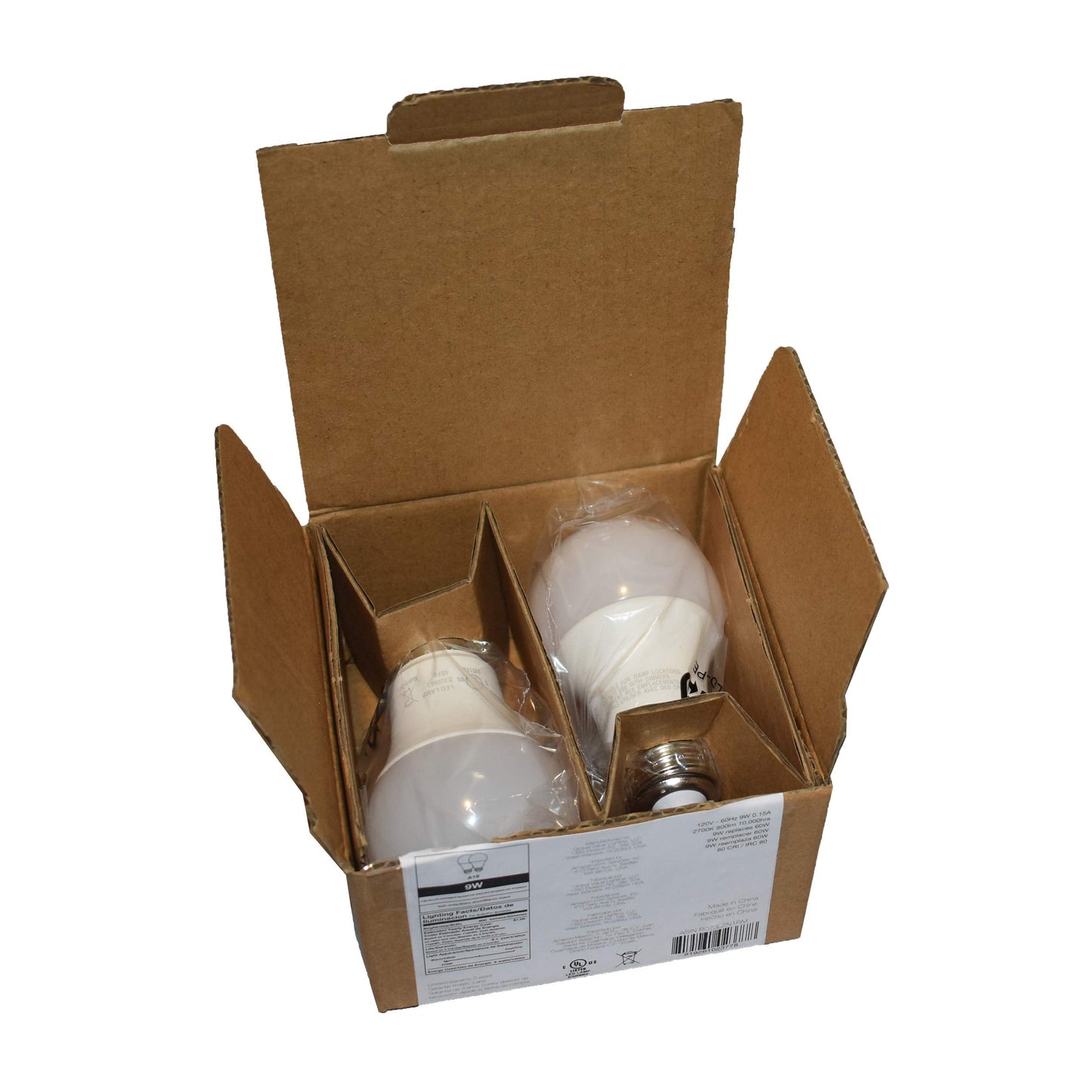 Amazon Basics A19 LED Light Bulbs 60 Watt Equivalent, Soft White (2700K), Energy Efficient 9W, Non-Dimmable, 10,000 Hour Lifetime, 2-Pack