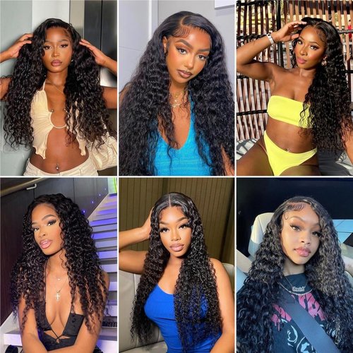 Releek Deep Wave Human Hair Bundles With 4X4 Lace Closure Free Part (10 12 14+10) Inch Human hair 3 Bundles with Closure 100% Unprocessed Wet and Wavy Blonde Deep Water Wave Human Hair Extensions