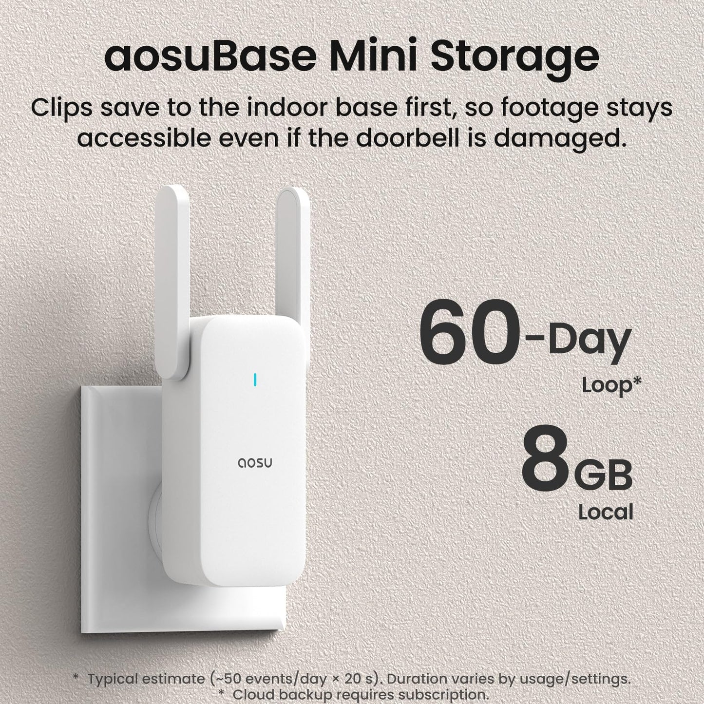 aosu Doorbell Camera Wireless, Local Storage, 5MP Ultra HD, Triple Motion Detection, 2.4/5 GHz WiFi, Built-in 8GB, Rechargeable Battery, Alexa & Google Compatible