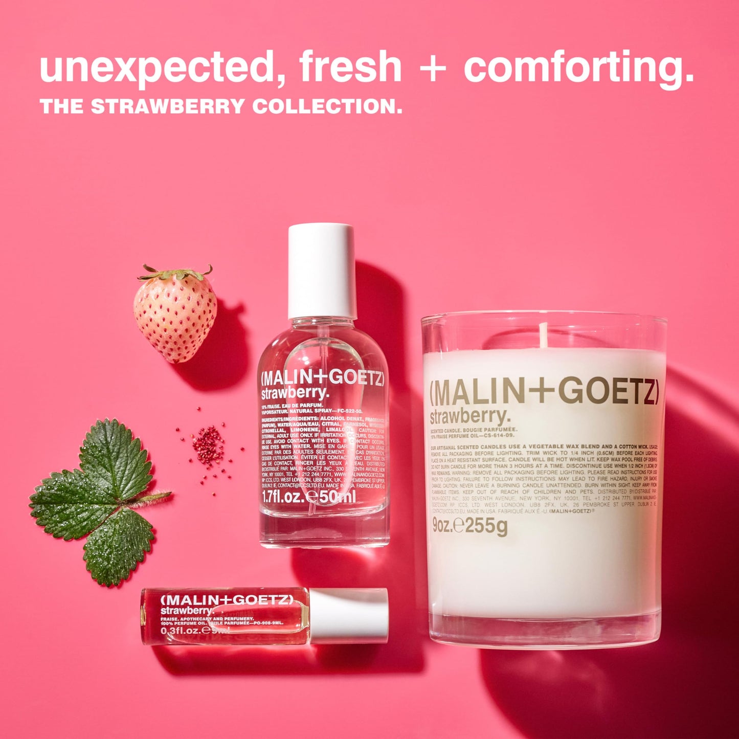 Malin + Goetz Strawberry Perfume Oil, 0.3 Fl. Oz. - Men & Women Garden Berry Scented Oil, Fragrance Oil, Roll On Mini Perfume Bo
