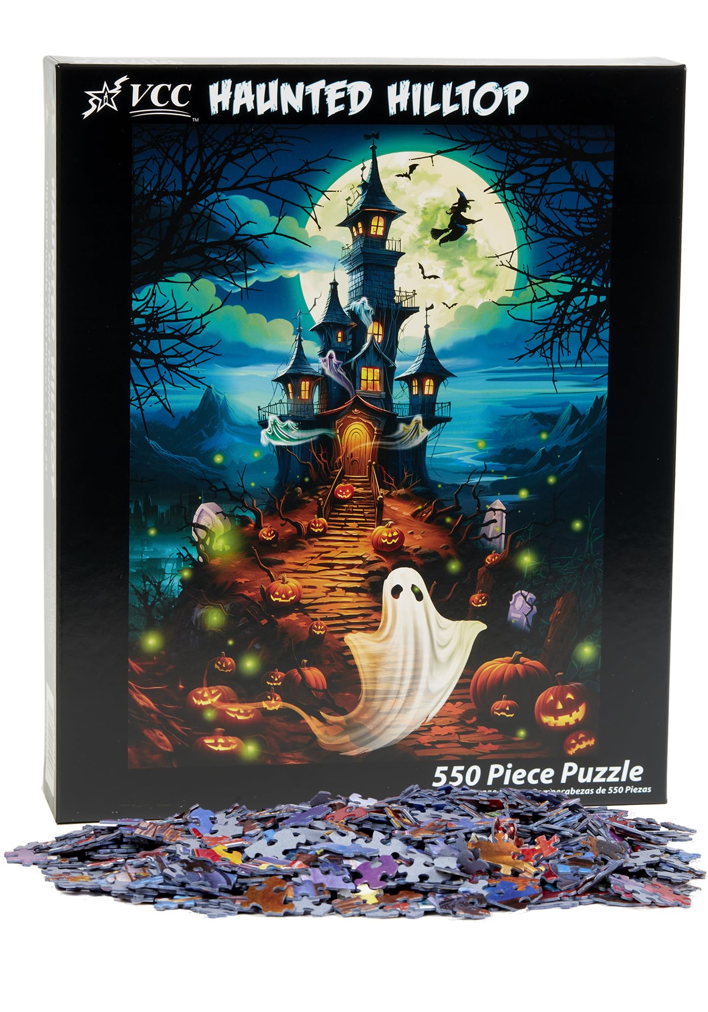 Haunted Hilltop Halloween Jigsaw Puzzle 550 Piece by Vermont Christmas Company - 24" x 18" - Large, Randomly Shaped Pieces