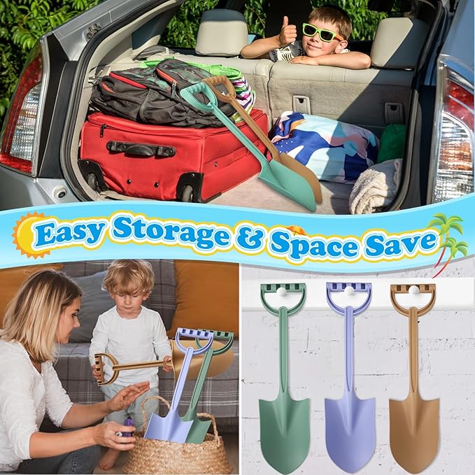 16 Inch Beach Toy Shovels, Sand Spade Shovel Toys for Kids Adults, Solid Sand Toy- Sandbox Kit,Outdoor, Snow Scoop, Planting Tools Gadget for Boys Girls, Digging, Gardening Travel 3 Pack