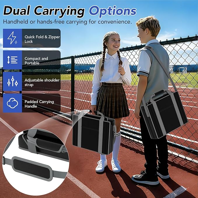 janiry Stadium Seats with Back Support 2PACKS Adjustable Bleacher Chairs with Back and Cushion Bleacher Seat with Cup Holder, Carry Handle & Shoulder Strap for Outdoor Sports Events, Picnics, Beaches