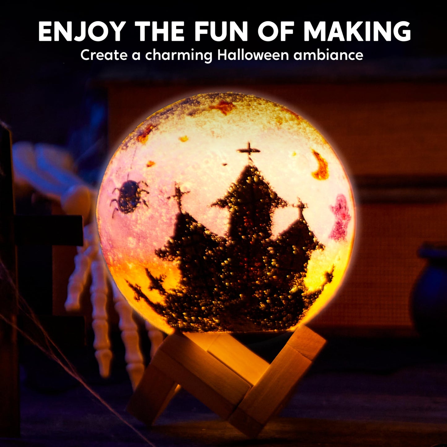 Klever Kits DIY 3D Moon Night Light, Paint Your Own Moon Lamp Kit Galaxy Lamp Arts and Crafts Kit, School Activities, Birthday Gifts for Kids Girls Boys