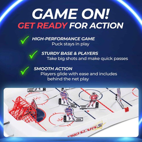 TOP SHELF Pro Stars: Ultimate Table Hockey Game - 28" x 14" Arcade Thrills for Adults & Family - Realistic Bubble Dome Rod - Official CTHA Tournament Quality - All-in-One Ice Hockey Fun