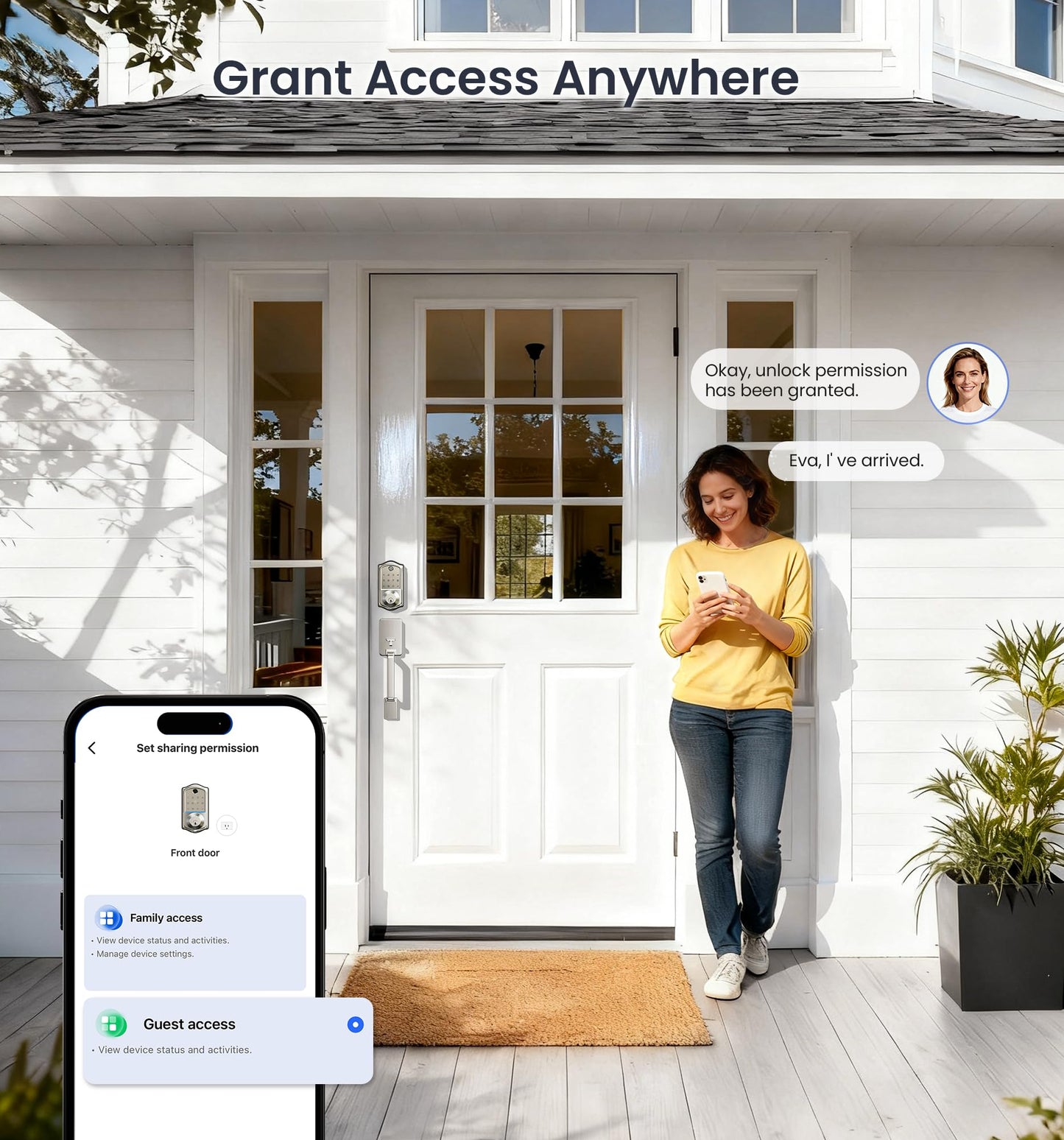 Veise VE017-D Smart Fingerprint Front Door Lock Set, App Control, 8-in-1 Keyless Entry Deadbolt with Lever Handle, Touchscreen Keypad, IP55 Weatherproof, Auto Lock, Easy Install, Satin Nickel