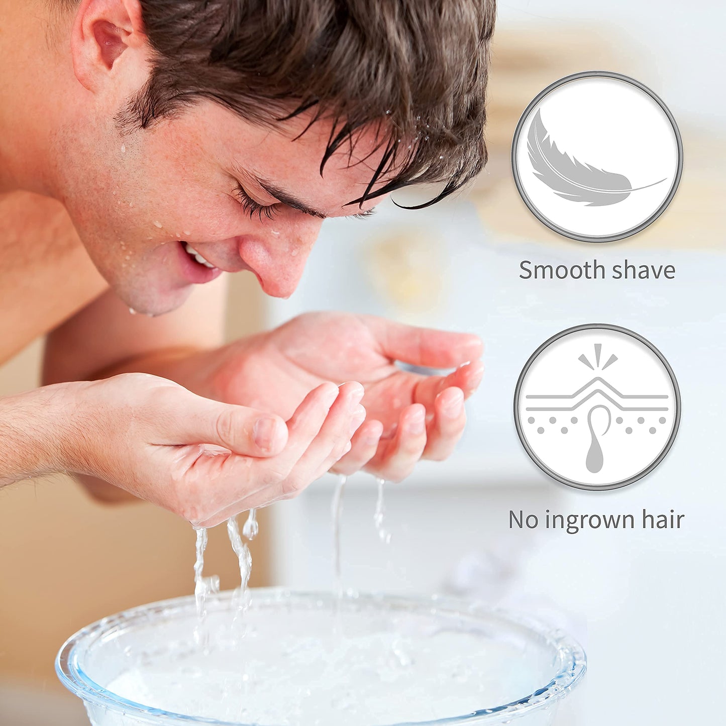Bambaw - Shaving Brush Vegan | Silver | Ingrown Hair and Razor Bumps Treatment| Durable Shaving Brush Metal Handle| Shaving Brushes for Men and Women | Waste Free Synthetic Hair Brush