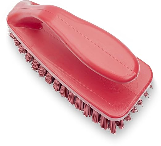 SPARTA Scrub Brush with Iron Shaped Handle and Stiff Bristles, Heavy Duty Scrubber Brush for Kitchen, Bathroom, Shower, Tile, Sink, Carpet and Bakepans, Polypropylene, 6 Inches, Red, (Pack of 6)