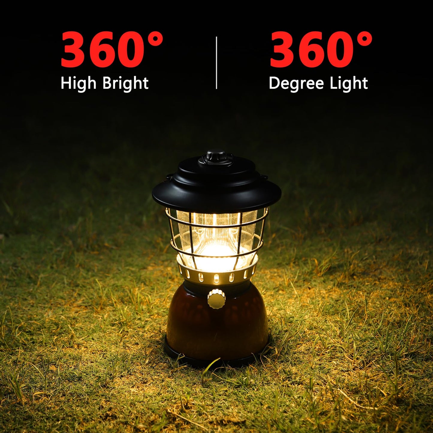 LED Camping Lantern Rechargeable Stepless Dimming Vintage Rechargeable Vintage Lantern, 4000mAh Power Bank, IPX5 Waterproof Portable Hanging Lamp for Camping Hiking Emergency and Power Outage