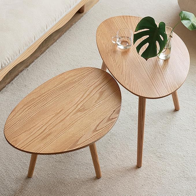 Vadisun Small Oval Coffee Table, 33.5" Mid Century Modern Coffee Table for Living Room, 100% Solid Oak Wood Side Table, Center Table (Original Wood Color, 33.46''Wx22.83''Dx15.74''H)