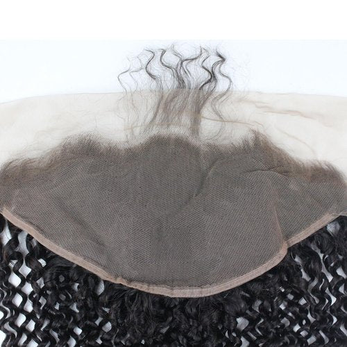Kikzok Dreambeauty Transparent Lace 13x6" Lace Frontal Closure Kinky Curly Human Hair Pre-Plucked Natural Hairline with Baby Hair Natural Black (16 Inch)