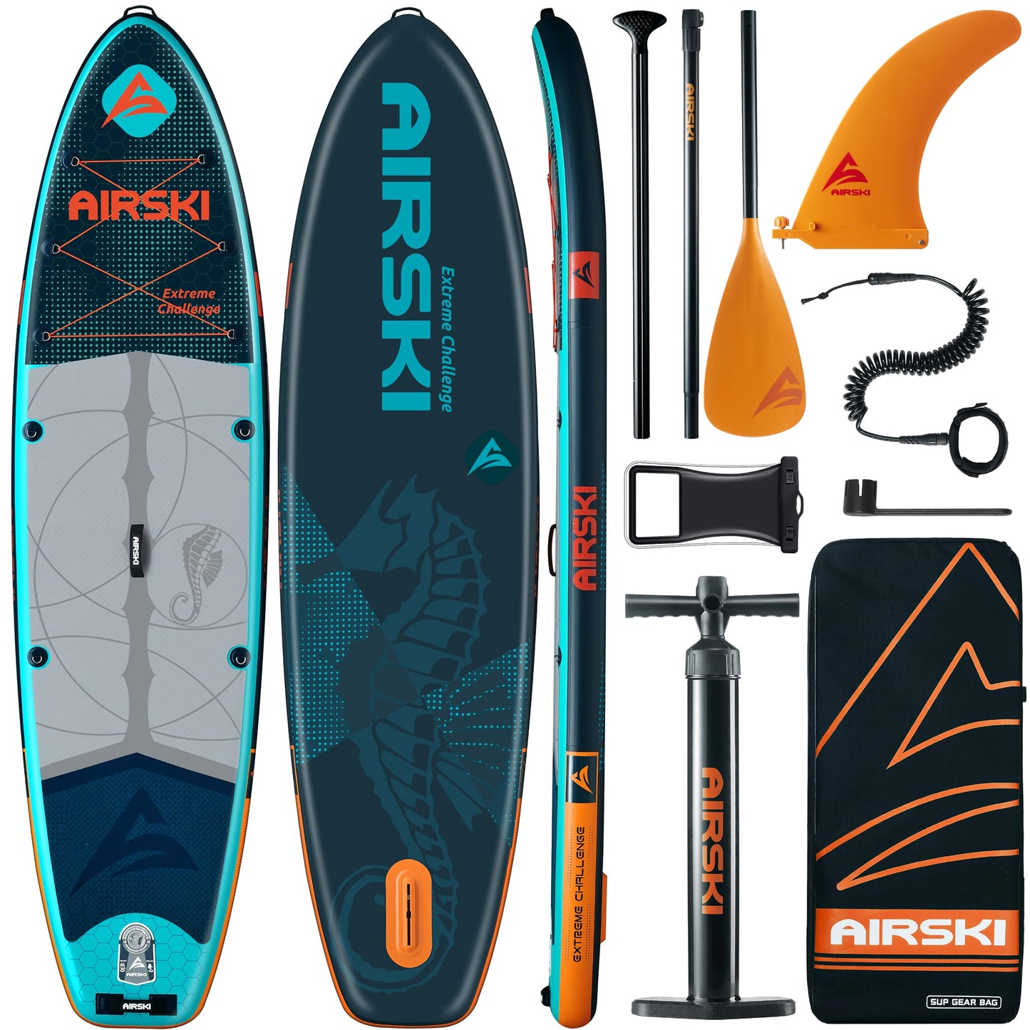 Airski 11'x34'' Extra Wide Inflatable Paddle Board, Stand-up Paddleboard for Adults, 420lb Capacity, Anti-Slip EVA, Stand-up Paddle Board for Yoga/Fishing/Family, US Fin, High-Pressure Pump, 100L Bag