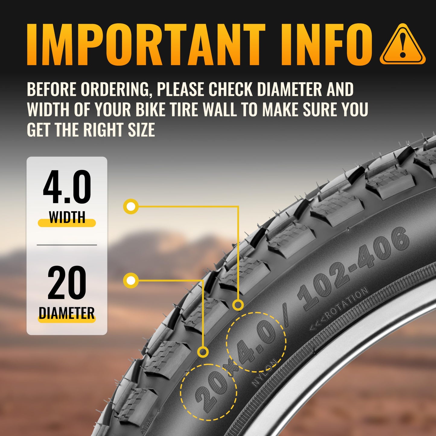 Hycline 20x4 E-Bike Fat Tire - 2 Pack High-Performance 20inch Fat Tyre for MTB and Ebikes, Durable All-Terrain Directional Tread, Superior Density Bicycle Tires with Inner Tubes and Tire Levers