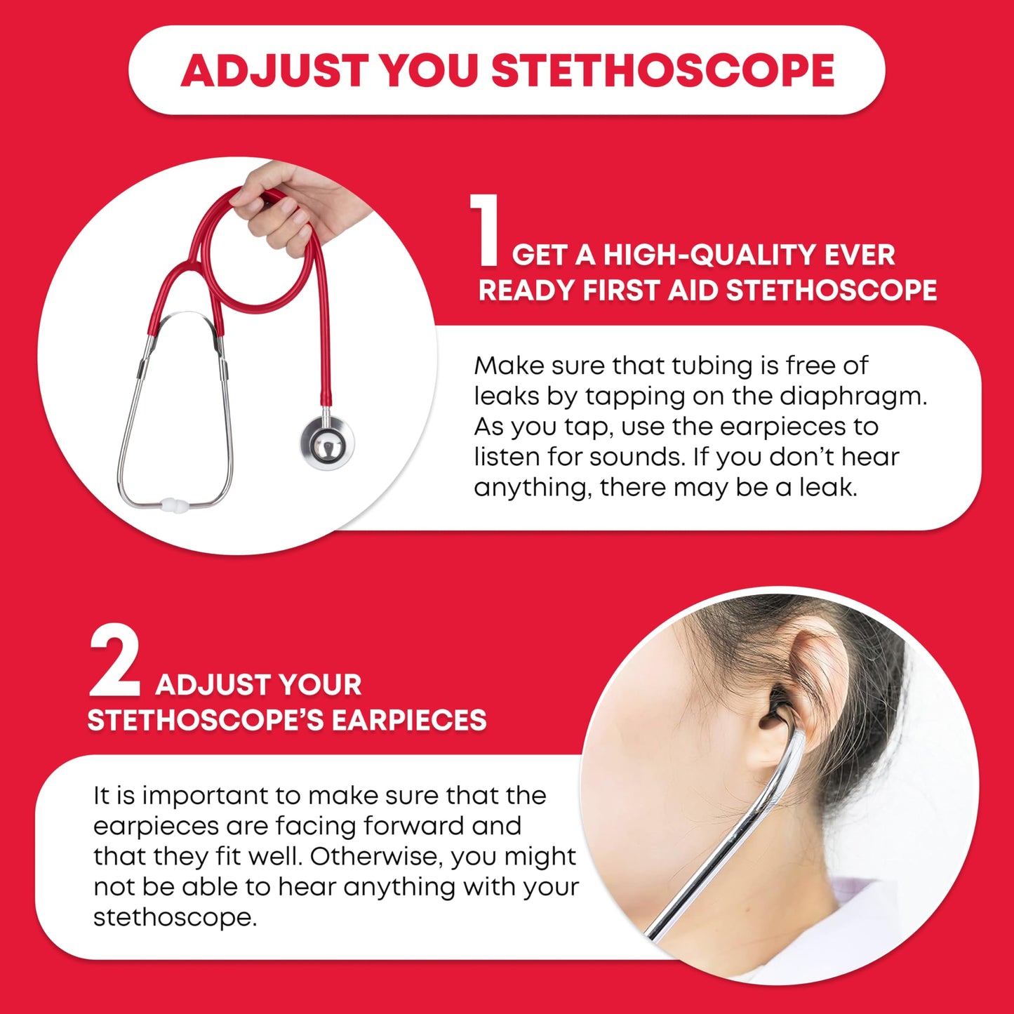 Ever Ready First Aid Dual Head Stethoscope - Red