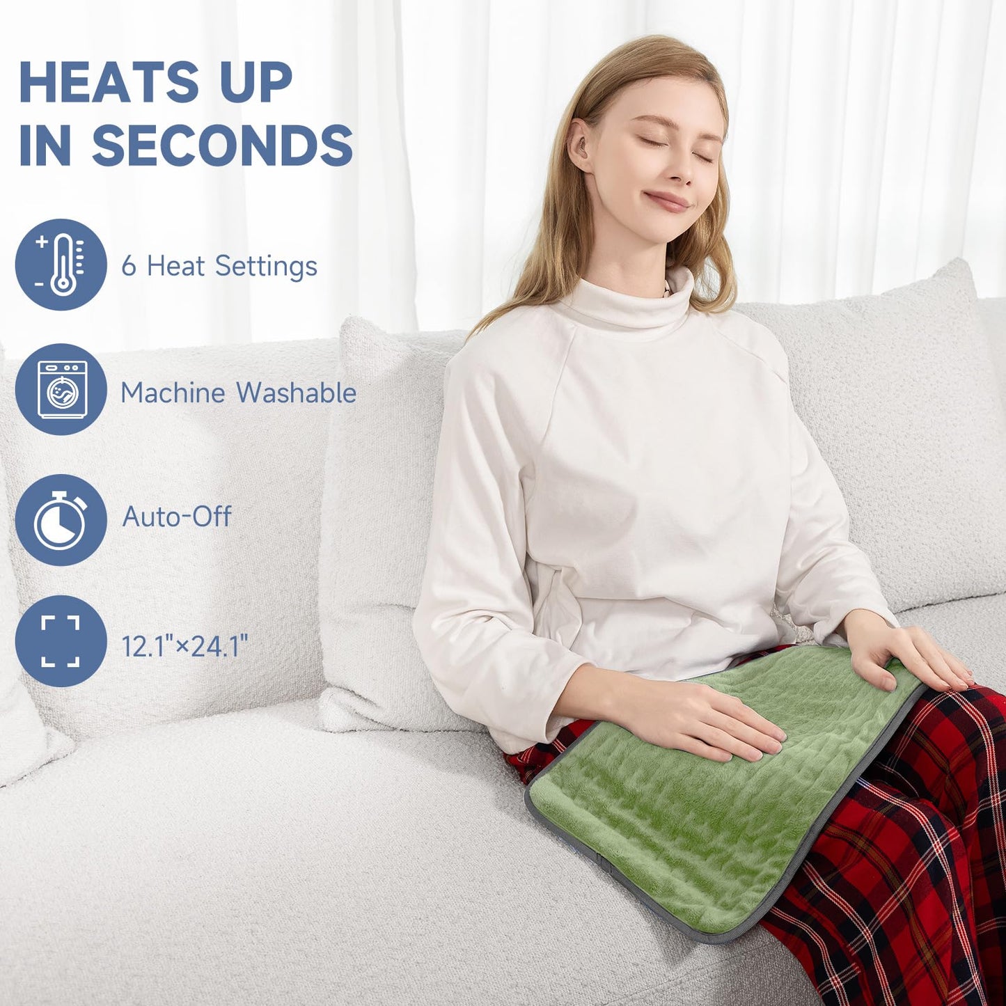 Electric Heating Pad for Pain Relief, Soft Heat Wrap for Neck, Back, Legs, Moist/Dry Heat, 6 Heat Settings & Auto Shut-Off, Gift for Mom, Dad, Grandma, Grandpa
